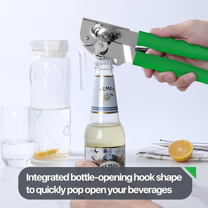 UHIYEE Commercial Can Opener Heavy Duty, Hand Crank for Large Cans, Green