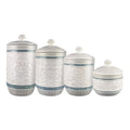 Young's Inc. 4 Pcs Set Casual Provincial Ceramic Canisters- Storage Container for Kitchen and Bathroom - Beautiful Home Decor Accent to Store Food, Coffee, Tea, and More - Green, White