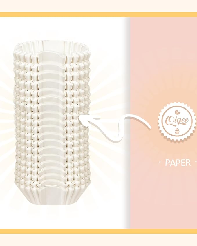 qiqee Square Cupcake Liners, 500 Count, White,Standard Size