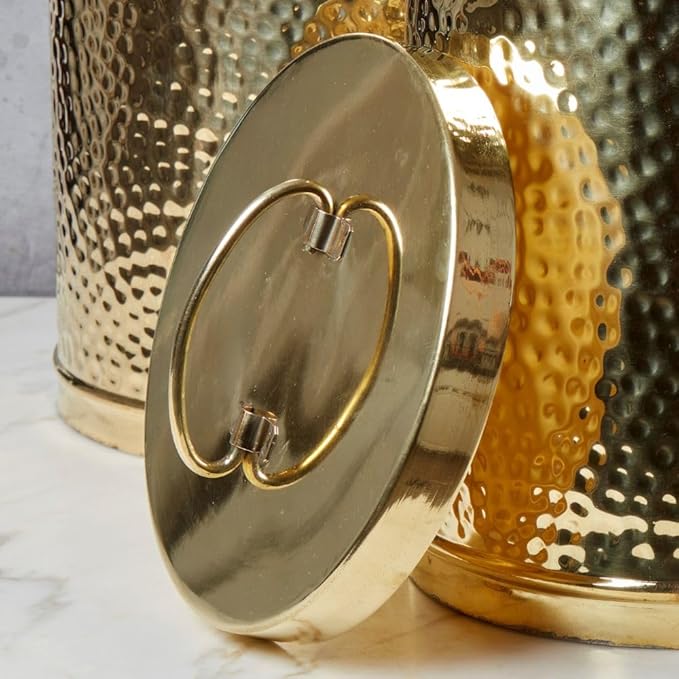 Cook Eat Serve Craft Canister Sets for Kitchen for Pantry, Gold Brass, 13" Tall, Set of 3pcs