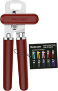 Mebotem 10 Colors Can Opener Manual Handheld Heavy Duty Hand Can Opener Smooth Edge Stainless Steel Can Openers Top Lid Kitchen Gadgets, Best Large Rated Easy Turn Knob, with Bottle Opener, Burgundy