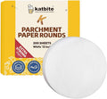 Katbite Parchment Paper Rounds, Non-Stick Heavy Duty, White, 12 Inch 200Pcs