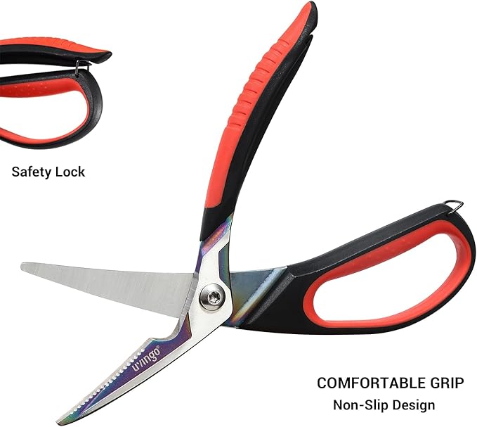 LIVINGO 9.5" Heavy Duty Kitchen Scissors Titanium Coated Poultry Shears