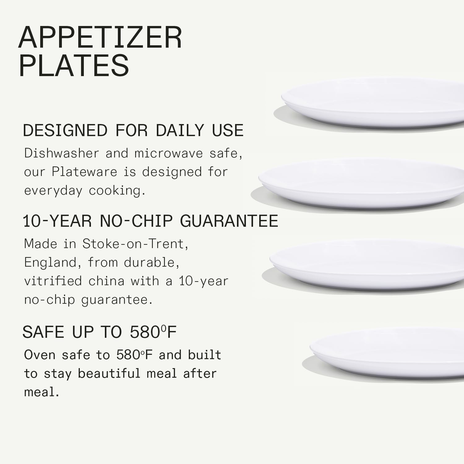 Made In Cookware - Set of 4 - Appetizer Plates - White - Porcelain - Crafted in England