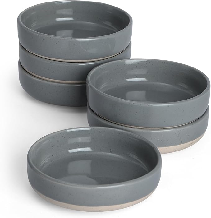 famiware Ceramic Soy Sauce Dish, 4oz Dipping Bowls Set of 6, Dark Gray