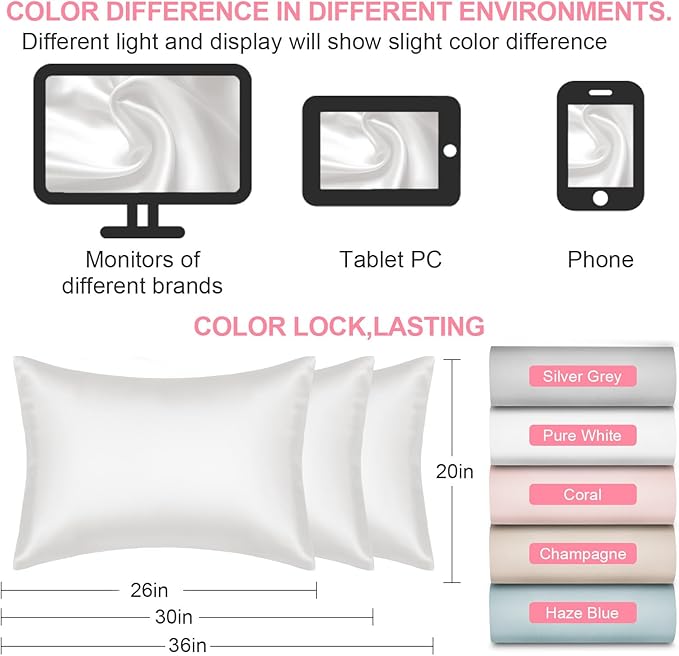 Silk Pillow Cases King Size with Hidden Zipper, Mulberry Silk Pillowcase for Hair and Skin, Smooth and Soft Breathable Cooling Silk Satin Pillow Covers for Sleeping, Gifts for Women, Ivory