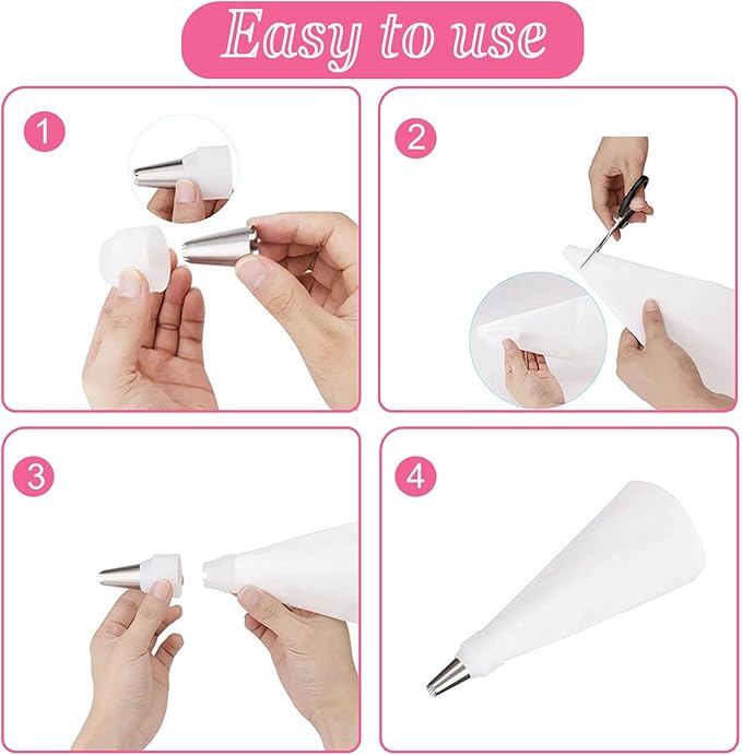 Reusable Piping Bags and Tips Set - 16inch Pastry Bags for Cake Decorating, Cupcakes, Cookies | Durable Cotton Exterior, Easy to Clean, Eco-Friendly Baking Kit for Home Bakers & Chefs(14)