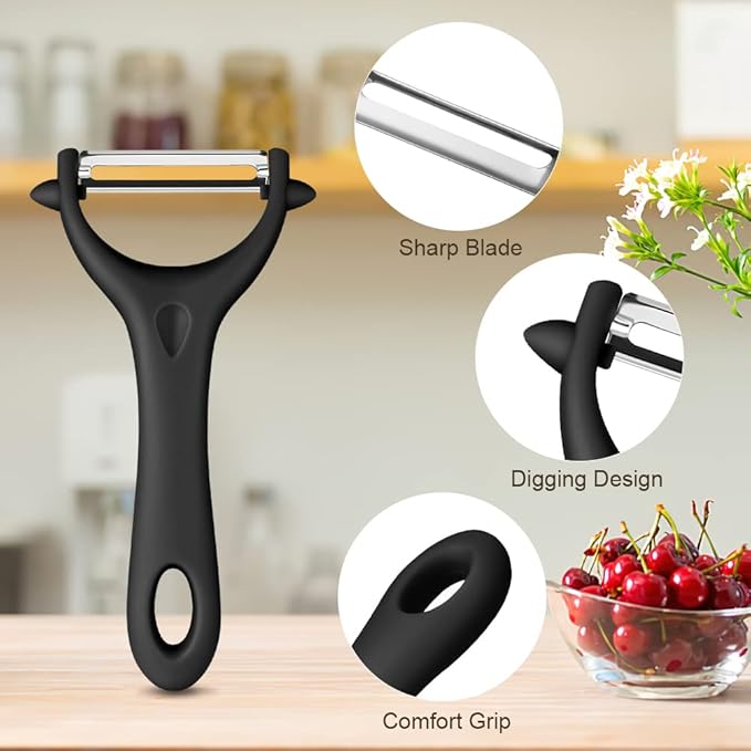 AUAUY 2PCS Potato Peeler, Y-Shaped Swivel Vegetable Peeler, Green + Black