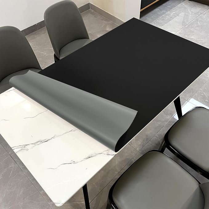 Zinkooat Faux Leather Table Cover,1.8mm Thick,36x72 Inch Table Protector,Table Protector for Dining Room Table,Dining Room Table Protector Pad.(Black+Gray,36x72)