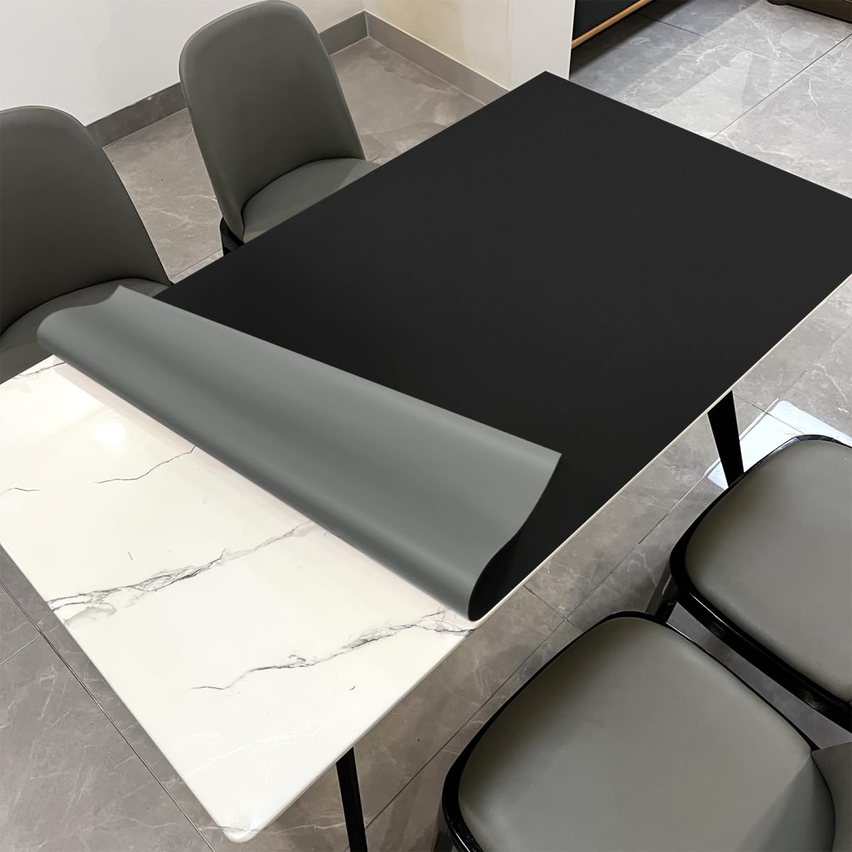 Zinkooat Leather Table Pad,1.8mm Thick,40x96 Inch,Dining Table Pad,Table Pads for Dining Room Table Rectangular,Table Protectors for Rectangle Tables,Dining Table Cover(Black+Gray,40x96)