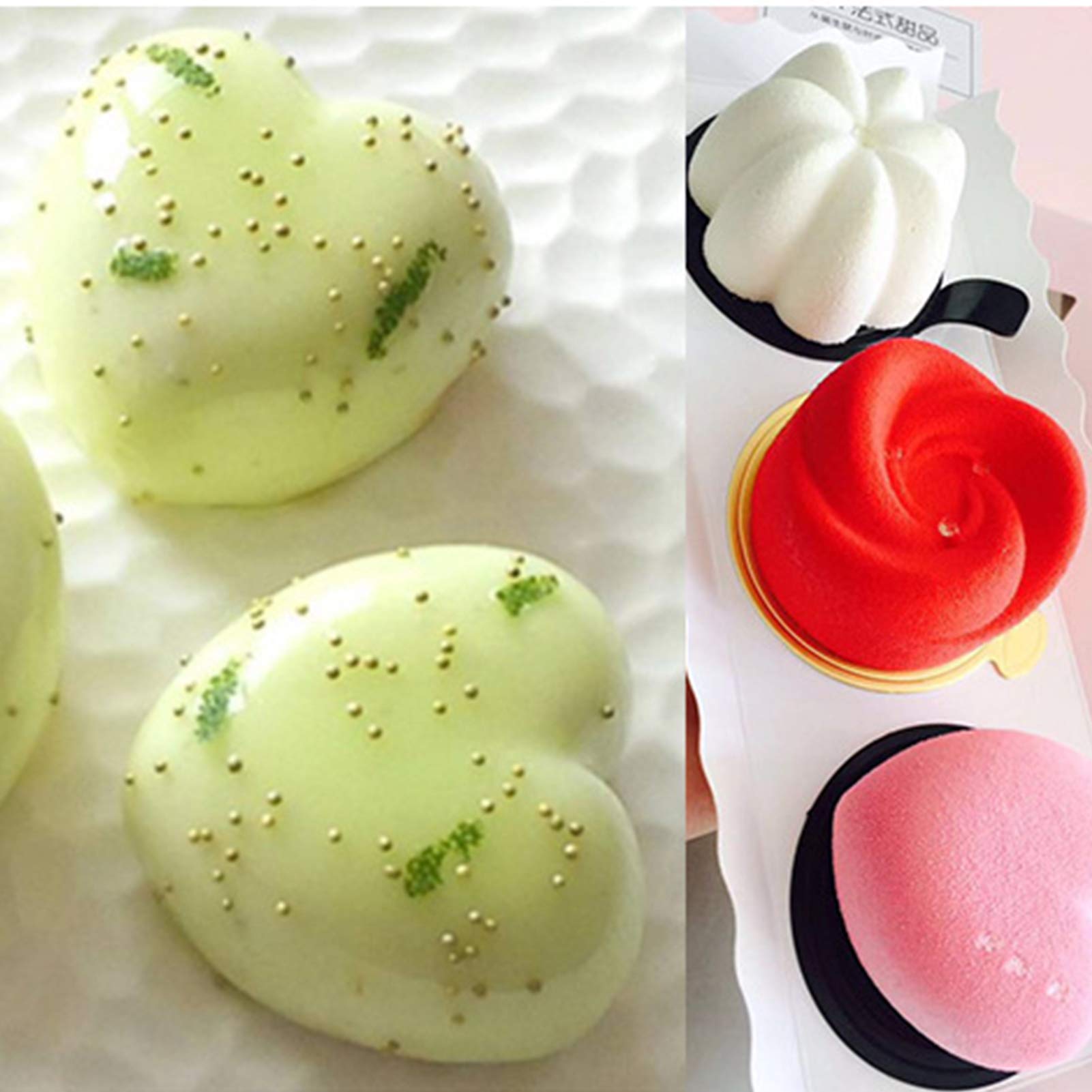 OCPO Kitchen Heart Silicone Mold for Baking Mousse Cake, 15 Cavities