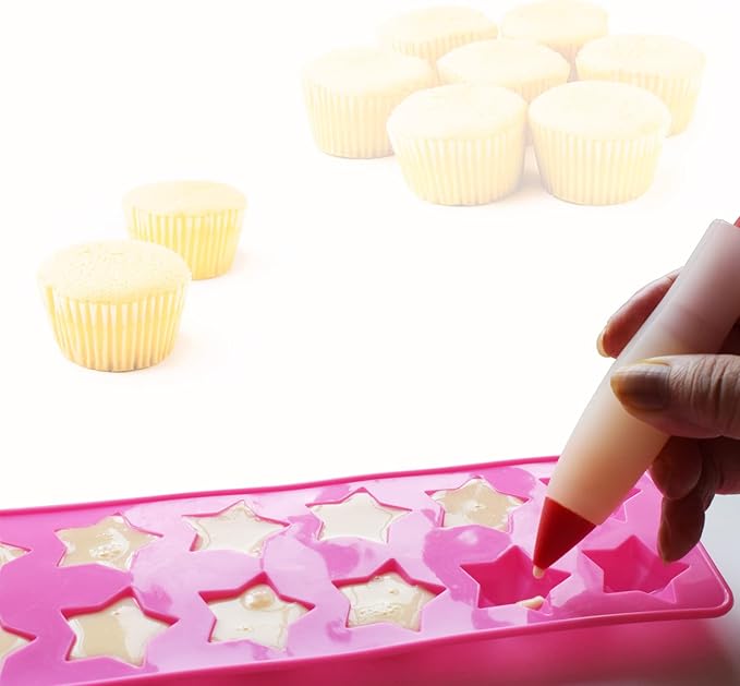 Murong Star Chocolate Mold,Reusable Five Pointed Star Silicone Mold for Making Chocolates,Ice Cubes,Jellies and Candies(Pink)