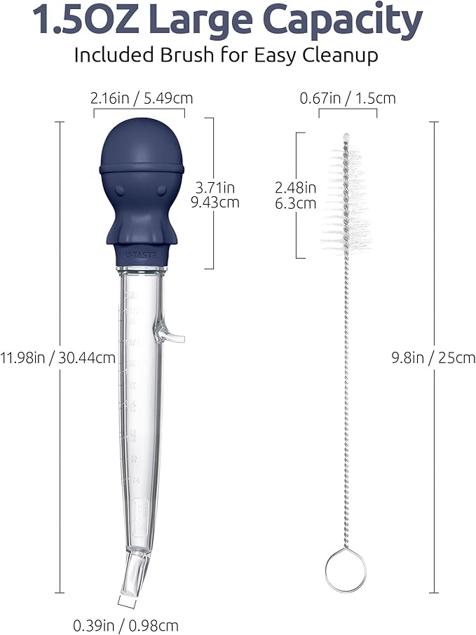 U-Taste Turkey Baster for Cooking, Basting Bulb with Brush, Midnight Blue