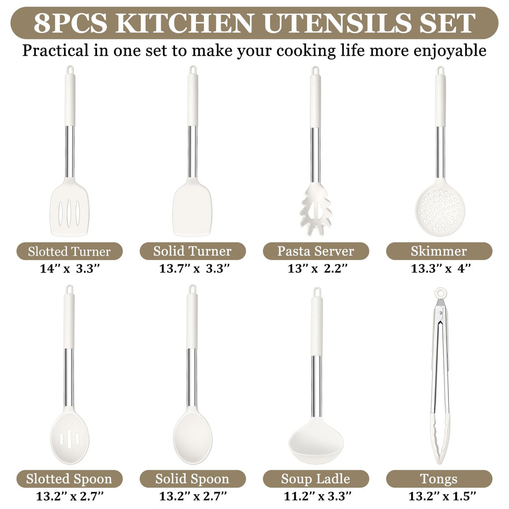 TeamFar Kitchen Utensils, 8PCS Cooking Silicone Utensils Kitchen Tool Kit