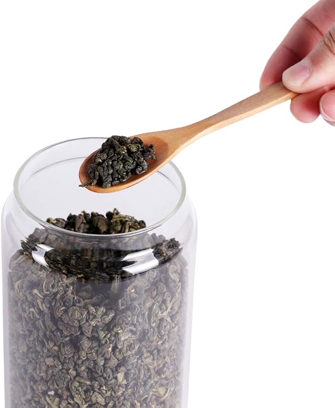 LEAVES AND TREES Y Glass Tea Canister, 25 FL OZ/ 750ml Bulk Food Storage Jar with Airtight Acacia Lid, Glass Food Container for Loose Leaf Tea, Coffee Bean(6 inch high)