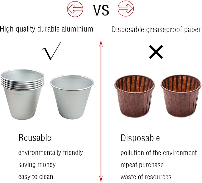 Proshopping 6 Packs Popover Pan, Aluminium Pudding Cup, Large Muffin Mold