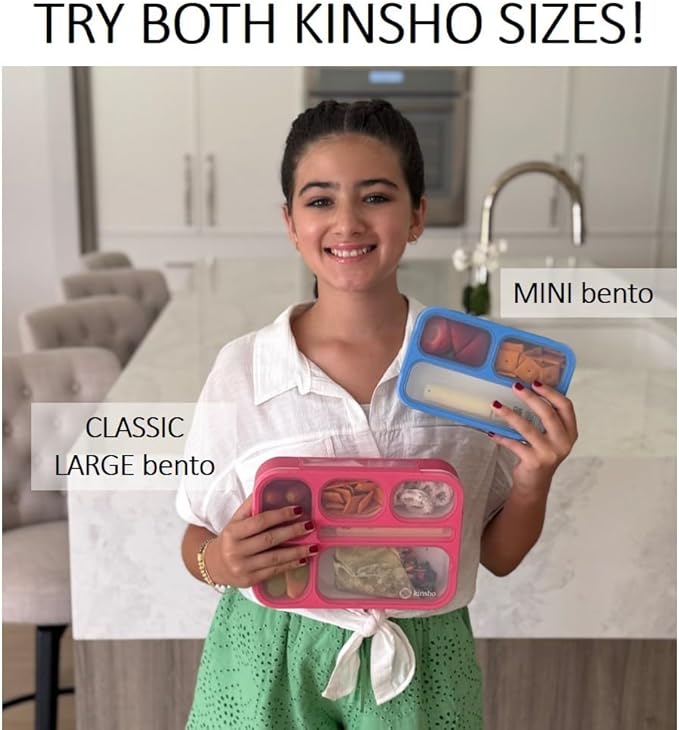 kinsho Small Snack Box Container for Kids Toddlers Set of 2 (Purple + Blue)