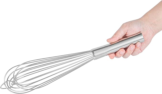 Met Lux 16 Inch x 3 Inch Baking Whisk, 1 With Ergonomic Handle Metal Whisk - Dishwasher-Safe, Corrosion-Resistant, Stainless Steel Whisk For Baking, For Whipping, Baking, Or Cooking, Restaurantware