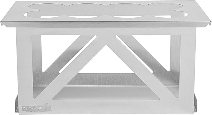Restaurantware Squeeze Bottle Holder 1 Count Fits 1/3 Size Pan 12.79 x 7.09 x 6.26 Inch Stainless Steel Condiment Bottle Organizer - Durable Kitchen Prep Bottle Rack - Silver