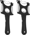 2pcs 6-in-1 Corn Stripper, Multi-Function Shucker Vegetable Fruit Peeler Potato Grater Cutter All-in-One Kitchen Grater Tool for Home Restaurant & Outdoor Use Sheller (Black)