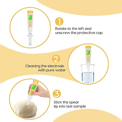 YINMIK Food pH Meter Digital pH Tester Spear pH Probe pH Reader for Canning