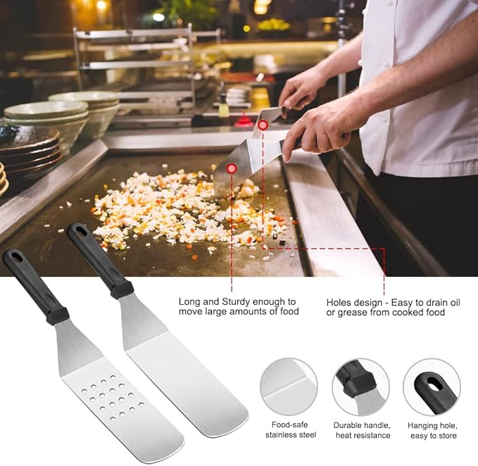 Luyata 39PCS Griddle Accessorie Kits, Outdoor Grilling Tools for Blackstone and Camp Chef, Stainless Steel BBQ Accessorie Grill Spatula Set With Basting Cover Chopper, Scraper, Bottle, Tongs, Egg Mold