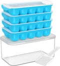 DOQAUS Ice Cube Tray with Lid and Bin, 4 Pack Ice Bucket Kits for RV