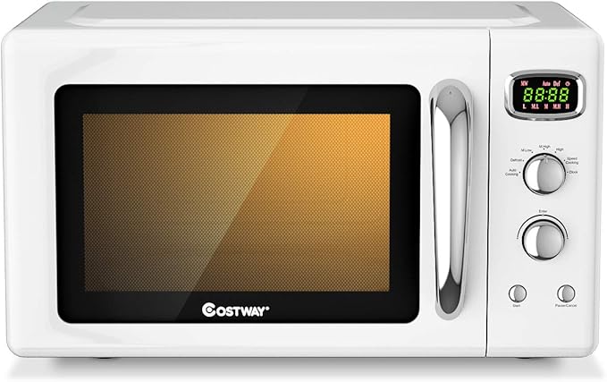 COSTWAY Microwave Countertop, 0.9 Cu.ft Small Retro Microwave for RV, Dorm