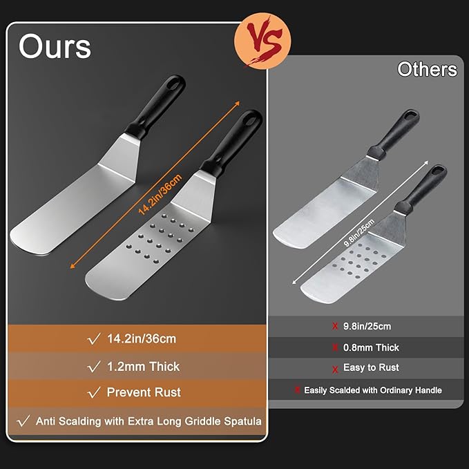 Latiret Griddle Accessories Kit, 27Pcs Grilling Accessories Set for Blackstone and Camp Chef, Flat Top Griddle Accessories Set with Scraper, Enlarged Spatulas, Basting Cover for BBQ