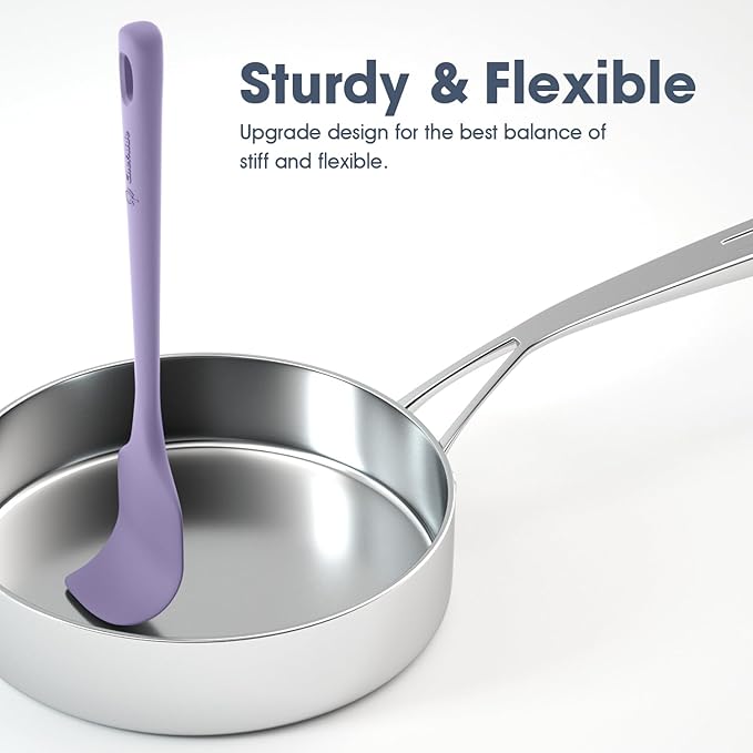 ChefAide 5 Pieces Silicone Spatula Set, Food Grade Rubber Spatula, Upgrade Strong Handle with Ergonomic Grip, Heat Resistant Up to 600°F for Nonstick Cookware, Cooking