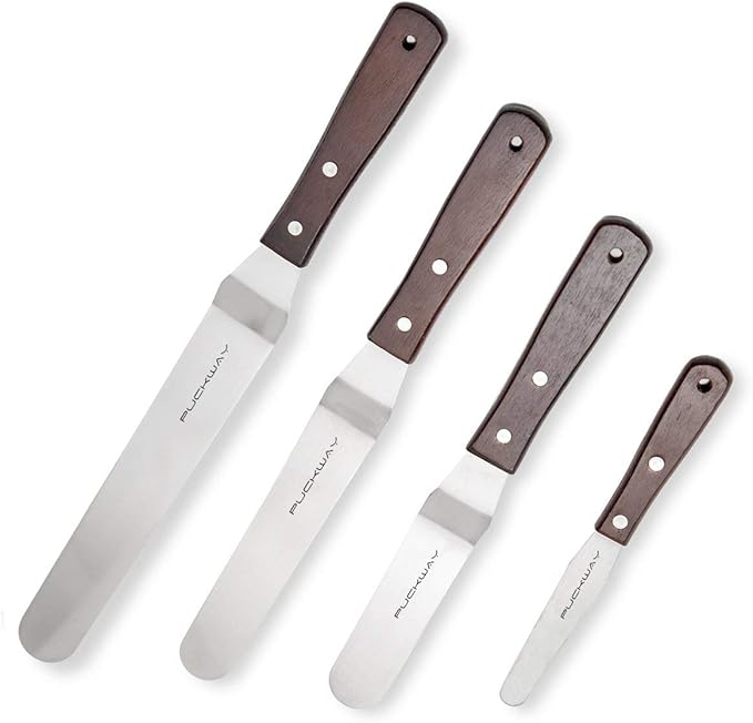 PUCKWAY Offset Cake Icing Spatula Set of 4, 4"-6"-8"-10"