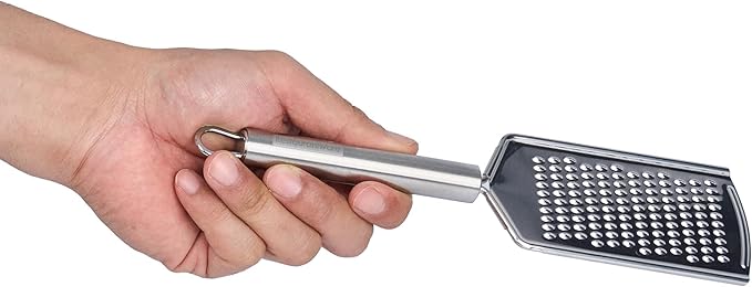 Restaurantware Stainless Steel Fine Cheese Grater - German Standard Lemon Zester with Ergonomic Handle, Sharp Blades, Dishwasher Safe - Handheld Kitchen Grater for Parmesan, Garlic, Ginger