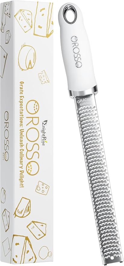 OROSSO Grater, Lemon Zester Cheese Grater, Cheese Shavings, Parme Cheese, Ginger, Garlic, Zester Grater (white)
