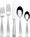 Mikasa Satin Loft 65-Piece Flatware Set, Service for 12, 18/10 Stainless Steel Silverware with Satin Finish, Includes Serving Utensils, Dishwasher Safe