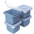 1/2 Cup Silicone Freezer Tray With Lid - Silicone Freezer Molds 4-Pack For meal prep & freezing of various sauces and other dishes, makes 4 perfect 1/2 cup portions cubes (Blue 4 Pack)