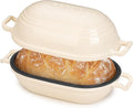 FRRLY Enameled Cast Iron Dutch Oven for Sourdough Bread Baking,9 x 5-4/5 Inch Oval Cast Iron Bread Pan with Lid,Dutch Oven for Homemade Sourdough Baking,2.8QT Meatloaf Pan,Oven Safe