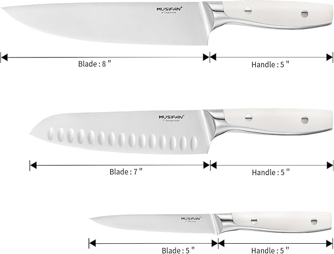 Musifan 3-Piece Chef Knife Set, Professional Ultra Sharp Kitchen Knives For Cooking High Carbon Stainless Steel, With Ergonomic Handle Design (three)