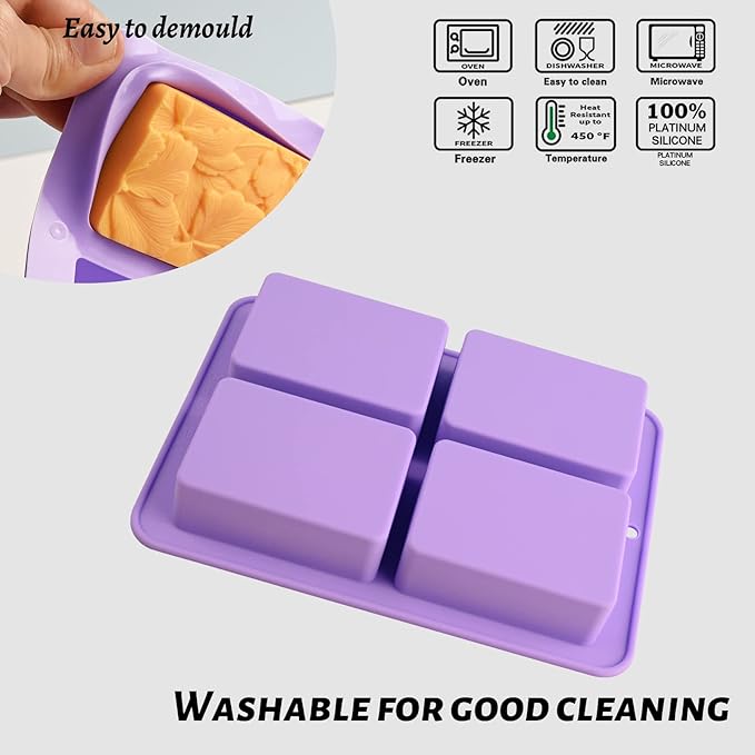 Moukiween Soap Molds Silicone 3D Rectangular Flower Pattern Silicone Molds