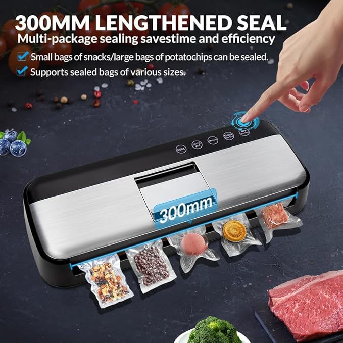 85KPa Vacuum Sealer Machine One-Touch Automatic Food Sealer with 15 Bags