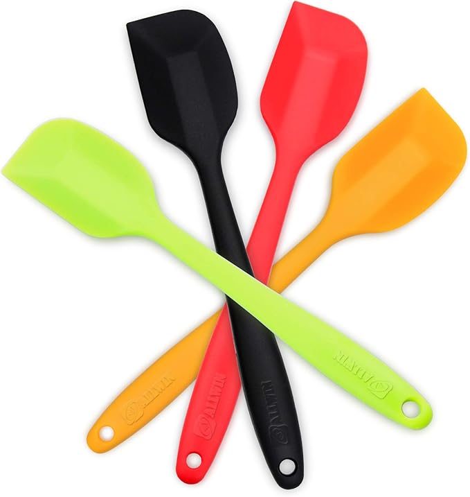 4-Piece Silicone Spatula Set with Stainless Steel Core, Multicolor