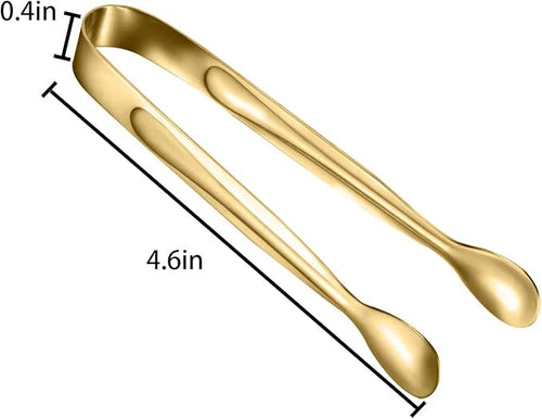 10 Pack Small Ice Tongs Sugar Tongs, Stainless Steel Mini Serving Appetizers Tongs for Party Coffee Tea Wine Bar Kitchen (Golden)