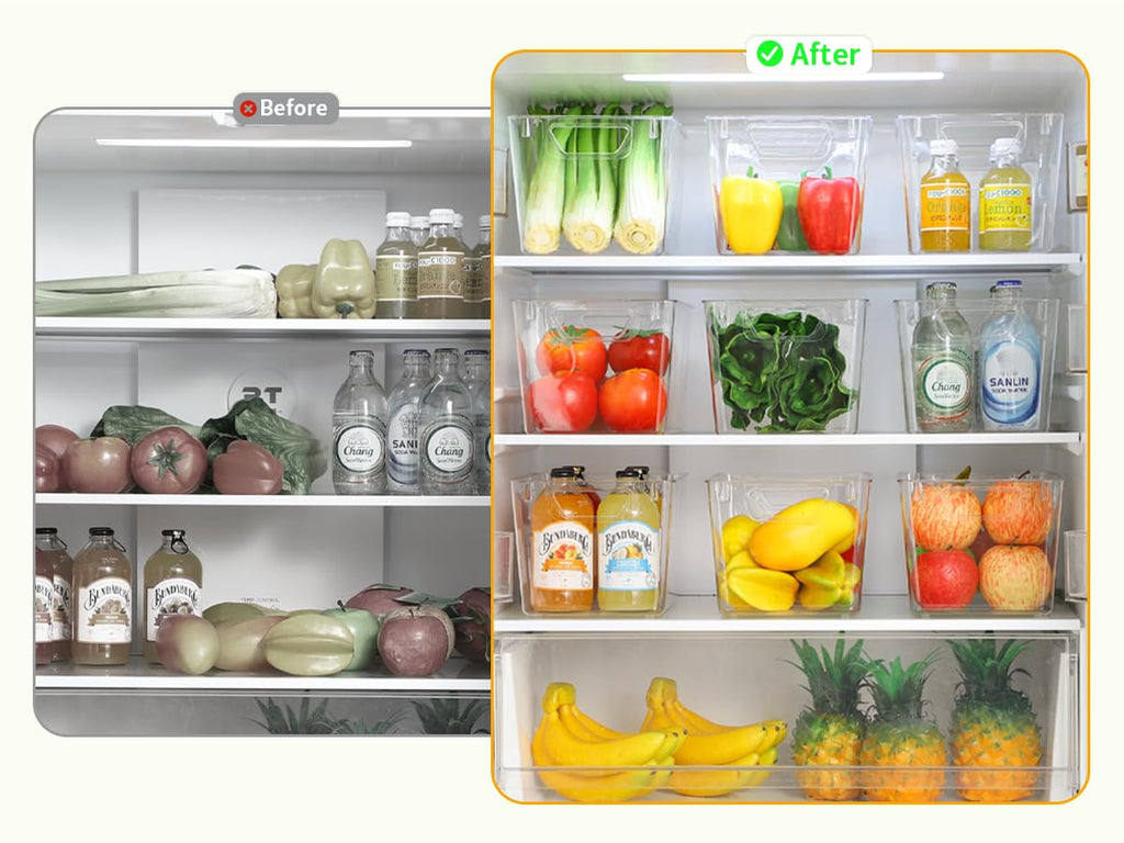 Attelite Clear Plastic Storage Bins,Large 12 Pack Pantry Organizer with Handle,BPA Free Plastic Storage Containers for Fridge,Closet,Bathroom,Under Sink and Kitchen Organization