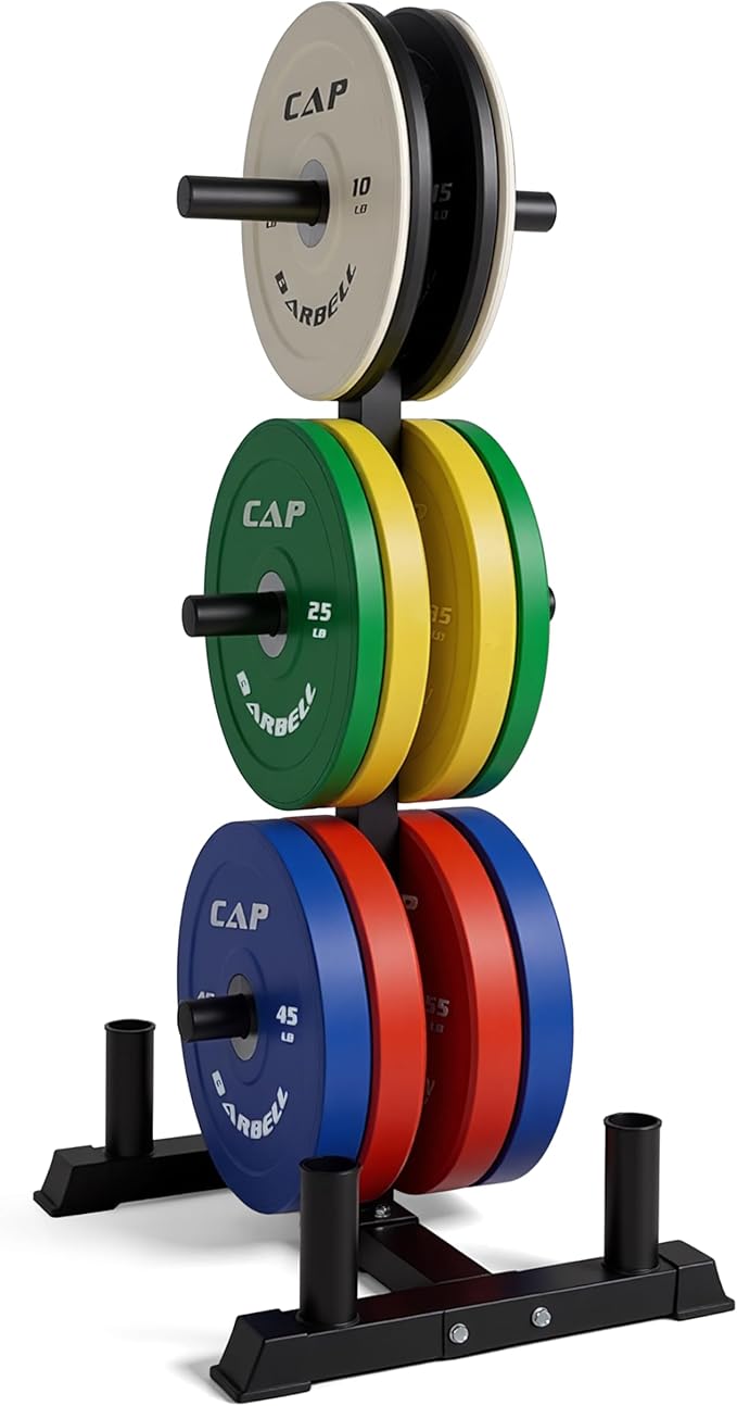 CAP 370lb Competition Olympic Bumper Plate Set with Storage Rack
