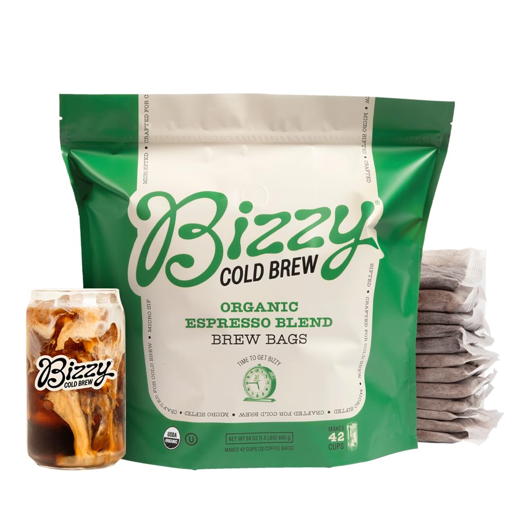 Bizzy Organic Cold Brew Coffee, Dark & Bold Blend, Brew Bags, 4 ct