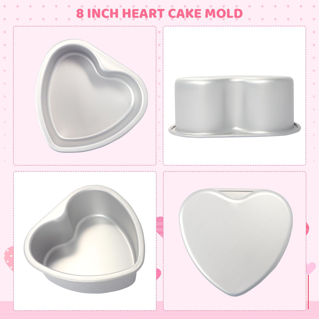 Gvhntk Heart Shaped Cake Pan 8 Inch Aluminum Cake Pans Heart Cake Tin Baking Cake Mold for Valentine's Weddings Birthday Party