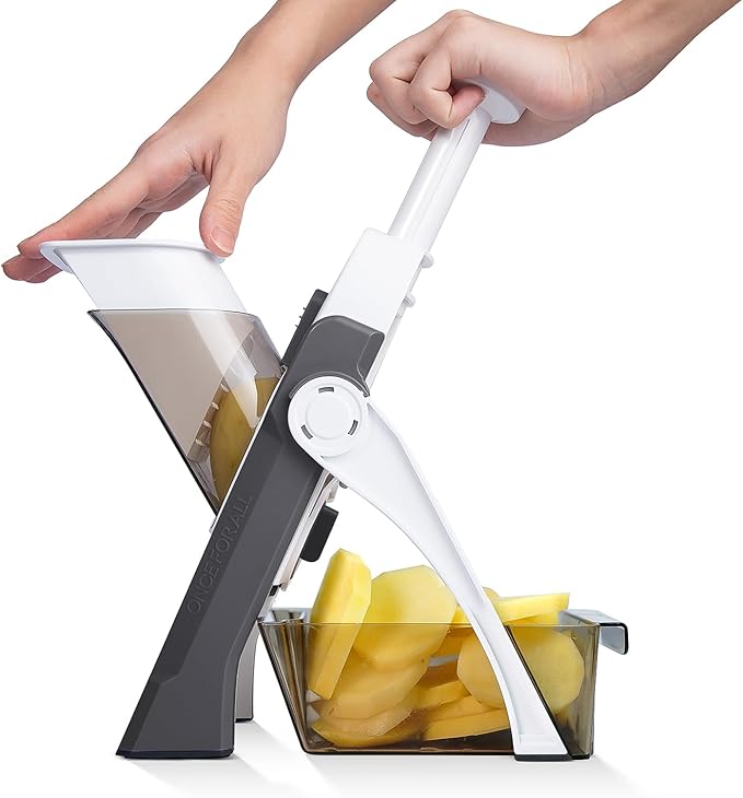 ONCE FOR ALL Safe Mandoline Slicer, Vegetable Slicer Potato Slicer, Gray