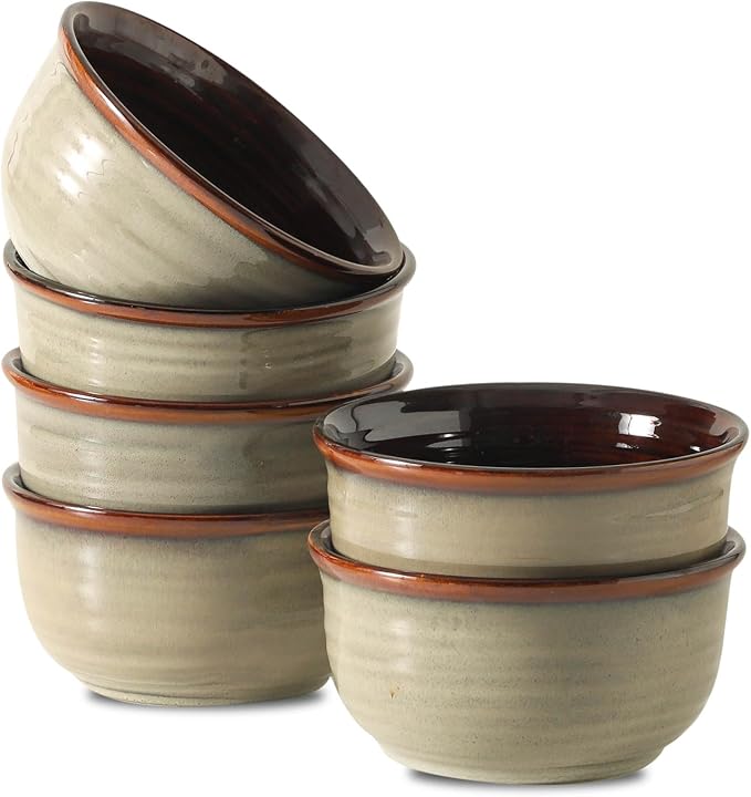 HASENSE Ceramic Cereal Bowls Set of 6, 20 oz Reactive Glaze Grey Soup Bowls