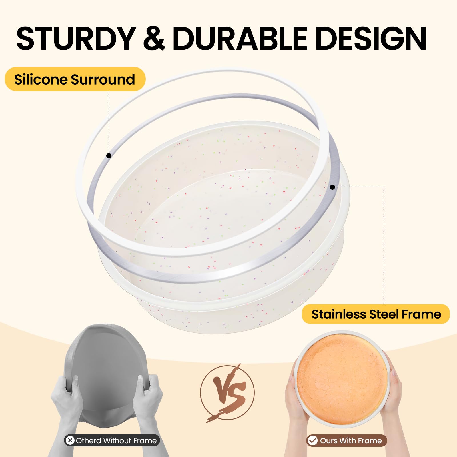 Vinino 8 Inch Silicone Round Cake Pan, Set of 2