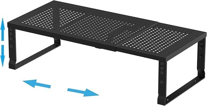 Wobmmi Expandable,Adjustable & Stackable Spice Rack, Cabinet Kitchen Countertop Shelf Organizer,Metal Pantry Storage Shelves - Space-Saving Storage Solution(1Pack/Black/Large)