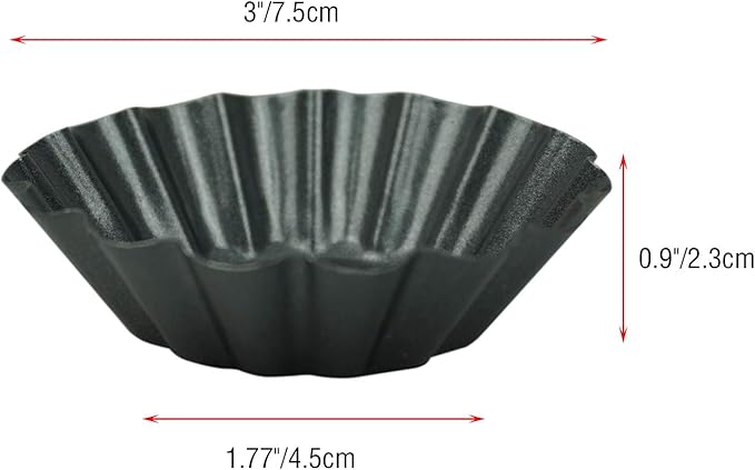 Proshopping 12 Pack Egg Tart Pan, Small Nonstick Carbon Steel Tartlet Tins
